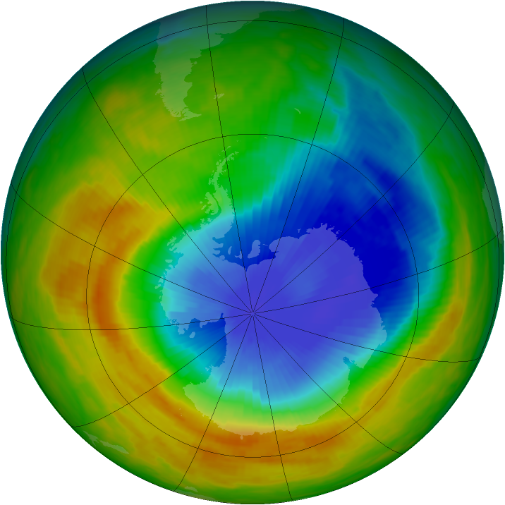 Antarctic ozone map for 06 November 1989
